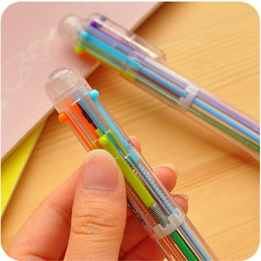 Multicolor Pen in One, Multicolor Ballpoint Pens, 24 Pack Retractable  Multiple Color Pens 0.5mm 6-in-1, Rainbow Fun Pens for Kids Birthday Party