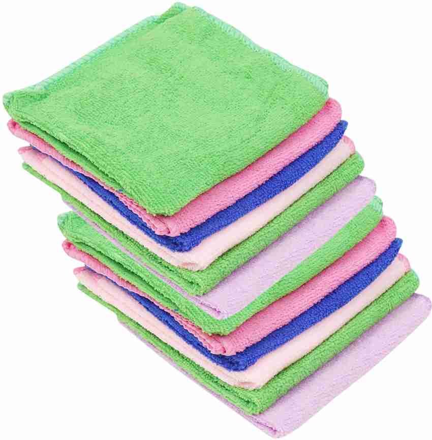 Microfiber Cleaning Cloth,50 Pack Cleaning Rag,Cleaning Towels with 4 Color  Assorted,12X12(Green/Blue/Yellow/Pink)