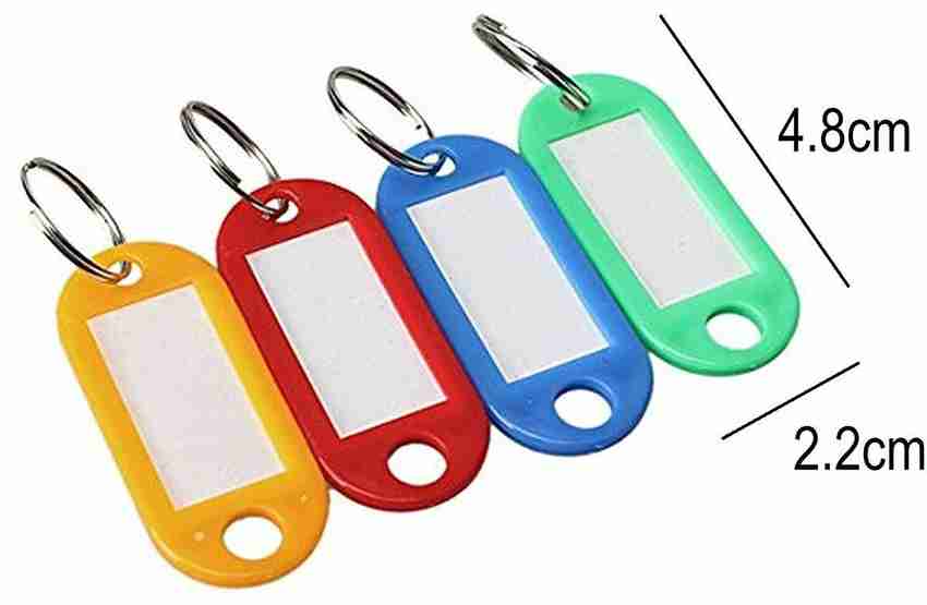 SYGA 50 Pack Tough Plastic Key Tags with Split Ring Label Window