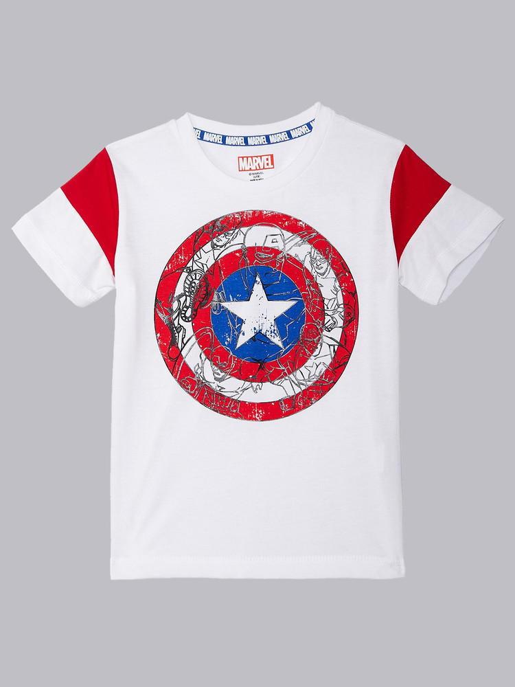 Captain America By Kidsville Boys Graphic Print Cotton Blend Regular T Shirt