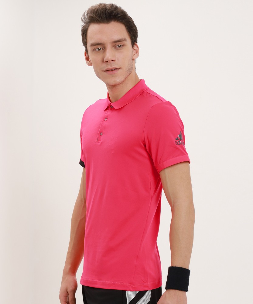 ADIDAS Solid Men Polo Neck Pink T Shirt Buy ADIDAS Solid Men