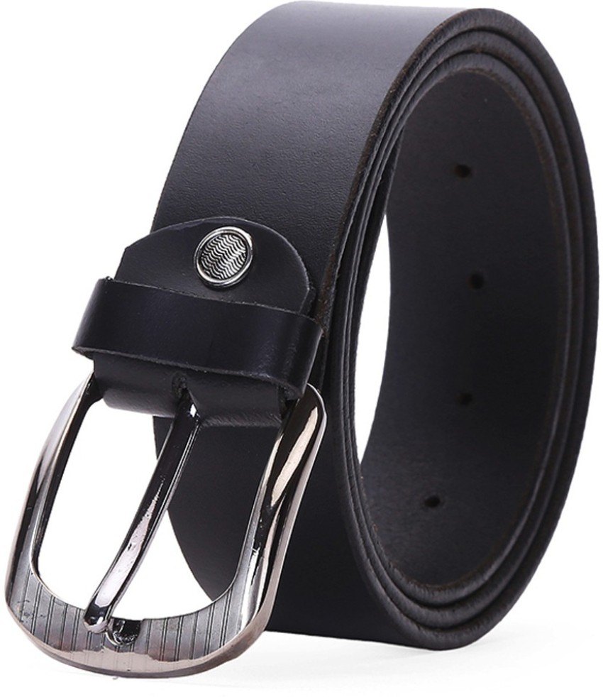 KAEZRI Men Evening, Party, Formal, Casual Black Genuine Leather Belt Black  - Price in India