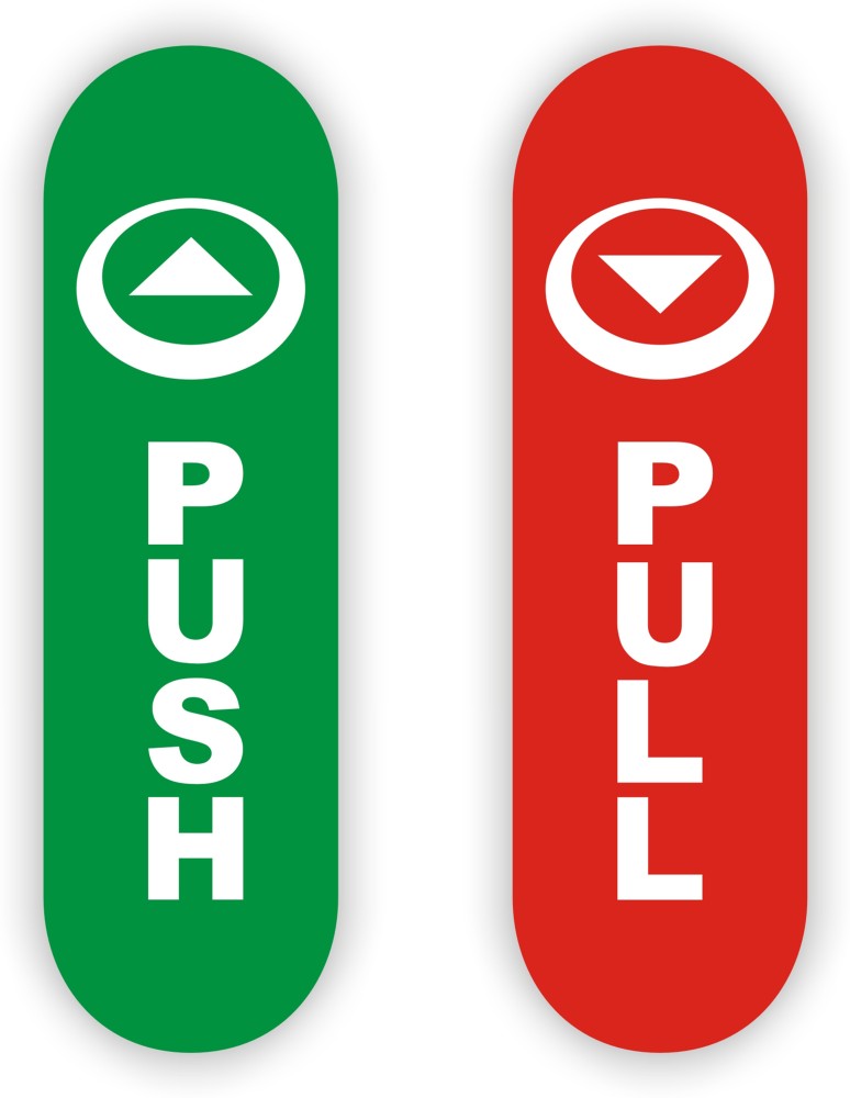 Self Adhesive Push And Pull Sign Stickers - Set Of 1 pcs. Pull 1. pcs. Push
