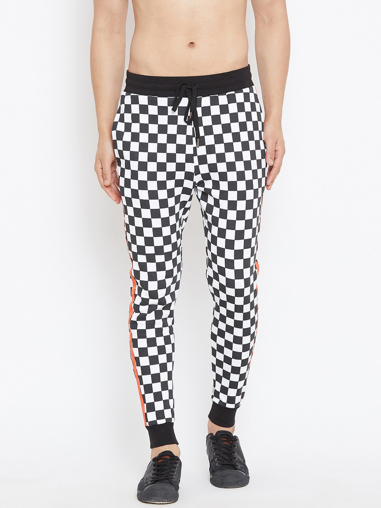 Black and white checkered sweatpants outlet