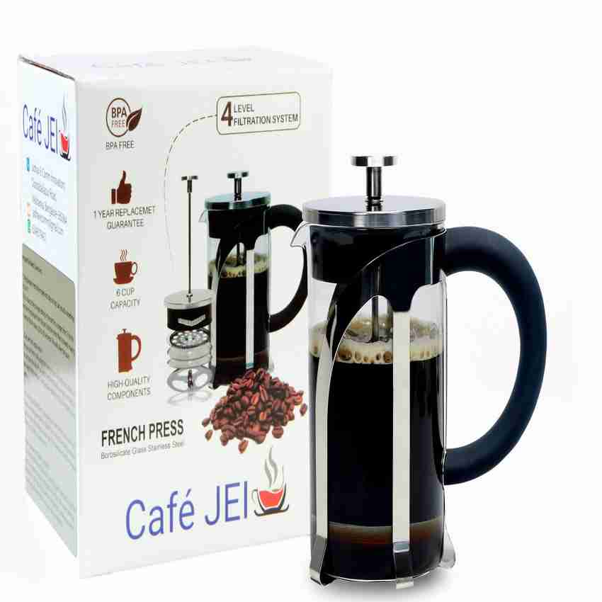 caf JEI French Press Coffee and Tea Maker 600ml with 4 Level