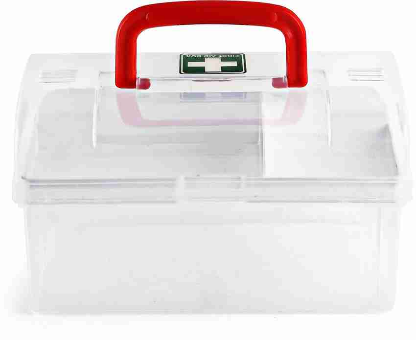 Clear tackle box with handle clearance