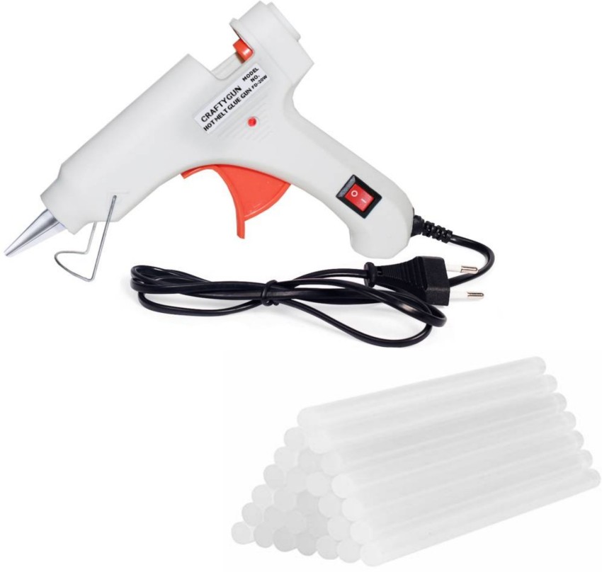 CRAFTYGUN WHITE MINI 20 WATT - 30 GLUE STICKS OF 7MM SIZE Standard  Temperature Corded Glue Gun