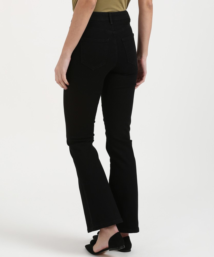 Buy HONNETE Casual Regular Fit Bell Bottom Black Jeans online
