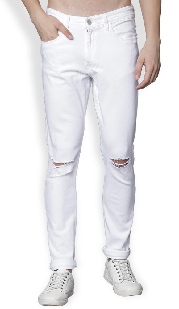 Urbano Fashion Jeans  Buy Urbano Fashion Men White Slim Fit Knee Slit Distressed  Jeans Stretch Online  Nykaa Fashion