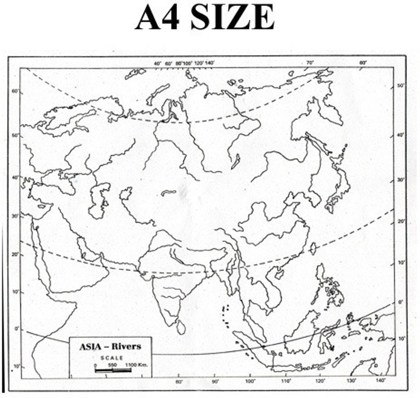 Blank political map of asia