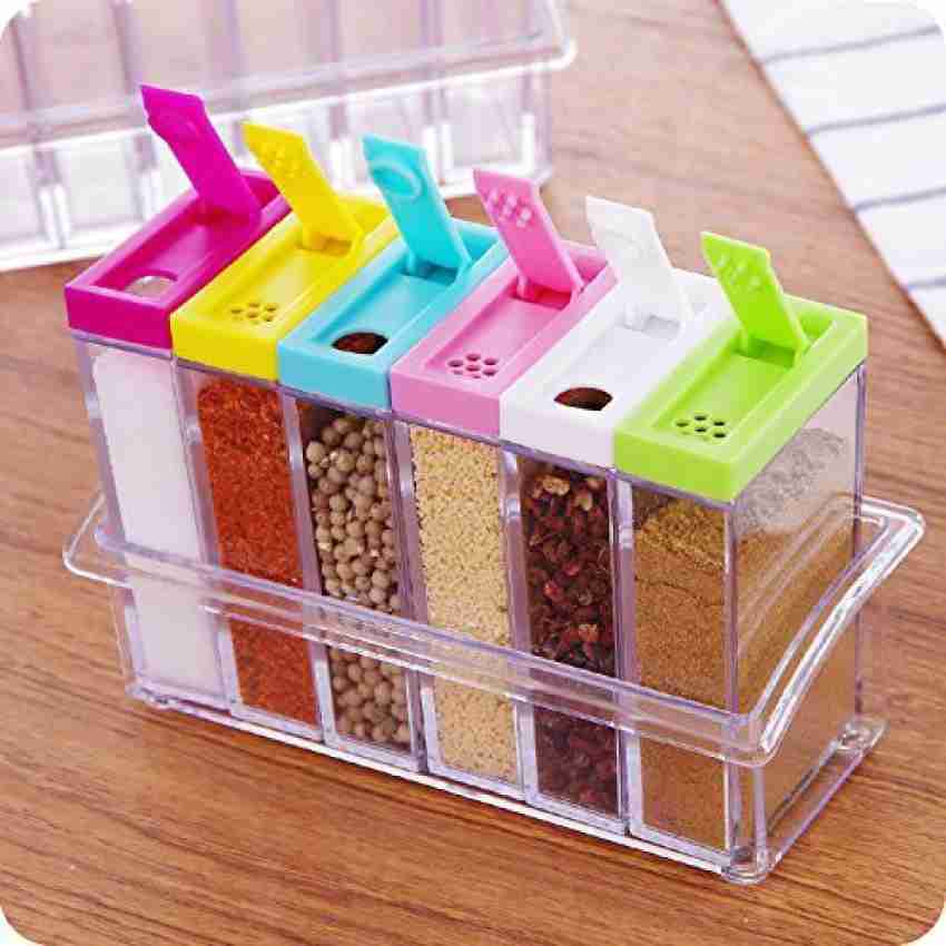 6Pcs Multifunction Set Spices Rack Rotating Tanks Cruet Storage Bottles  Salt Shakers Holder for Kitchen Organizer