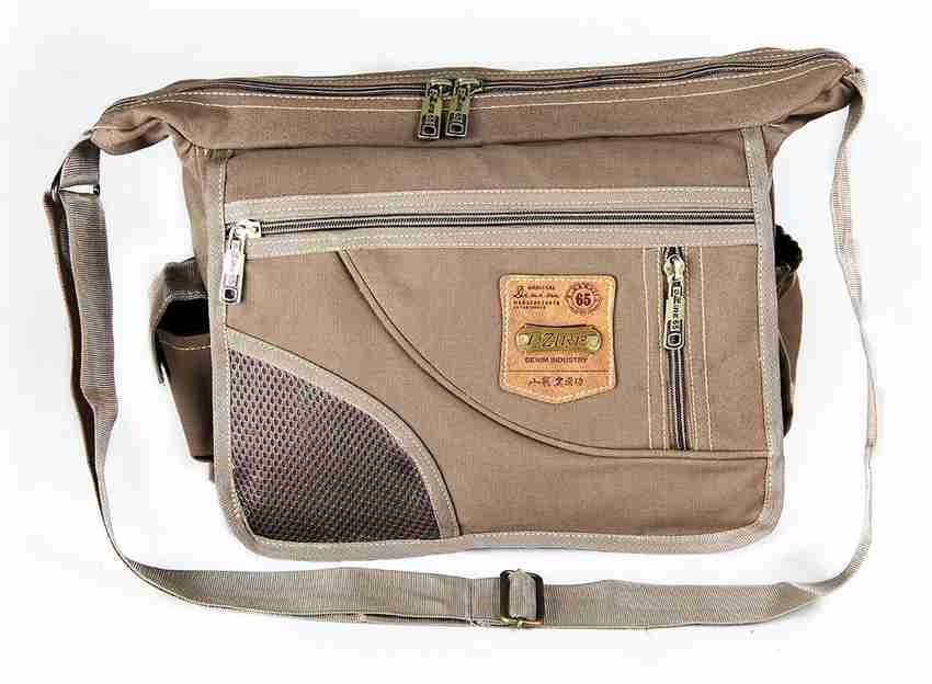 DZIRE Grey Sling Bag Stylish jeans denim Cotton Women s and Men s Sling Cross Body College Bag 13x4x10.5 inch khaki Price in India Flipkart