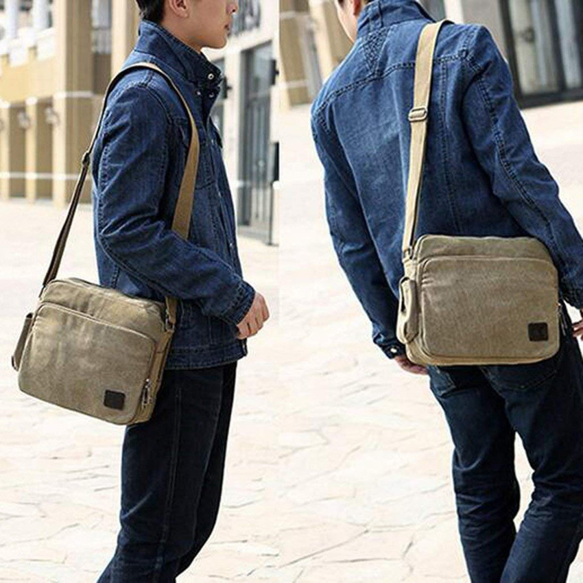Mens canvas sale shoulder sling bag