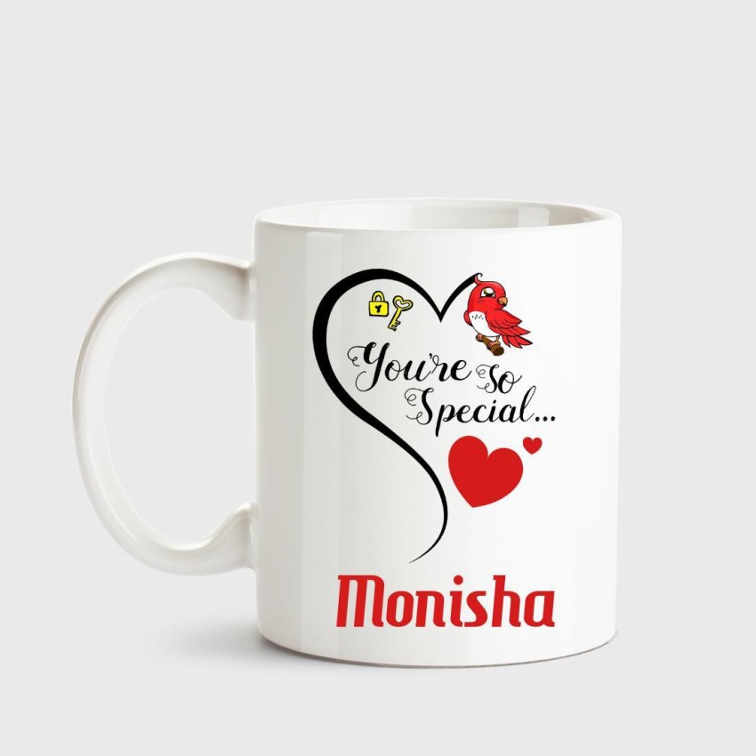 Happy Birthday Monisha Ceramic Coffee Mug - Best Birthday Gift for  Daughter, Sister, Girlfriend, Wife, Color - White,