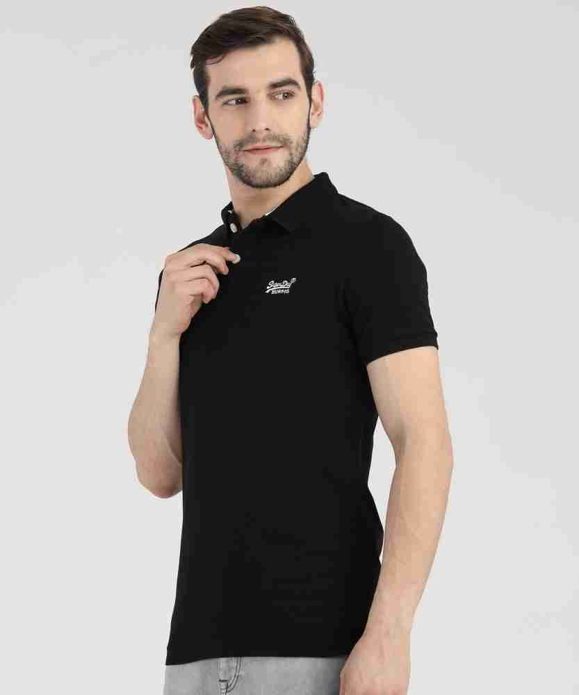 Superdry Solid Men Polo Neck Black T-Shirt - Buy Superdry Solid Men Polo  Neck Black T-Shirt Online at Best Prices in India