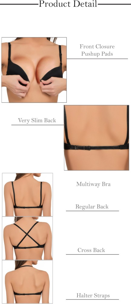 PrivateLifes Perfect Everyday Multipurpose Front-Closure Women Push-up  Heavily Padded Bra - Buy Black PrivateLifes Perfect Everyday Multipurpose  Front-Closure Women Push-up Heavily Padded Bra Online at Best Prices in  India
