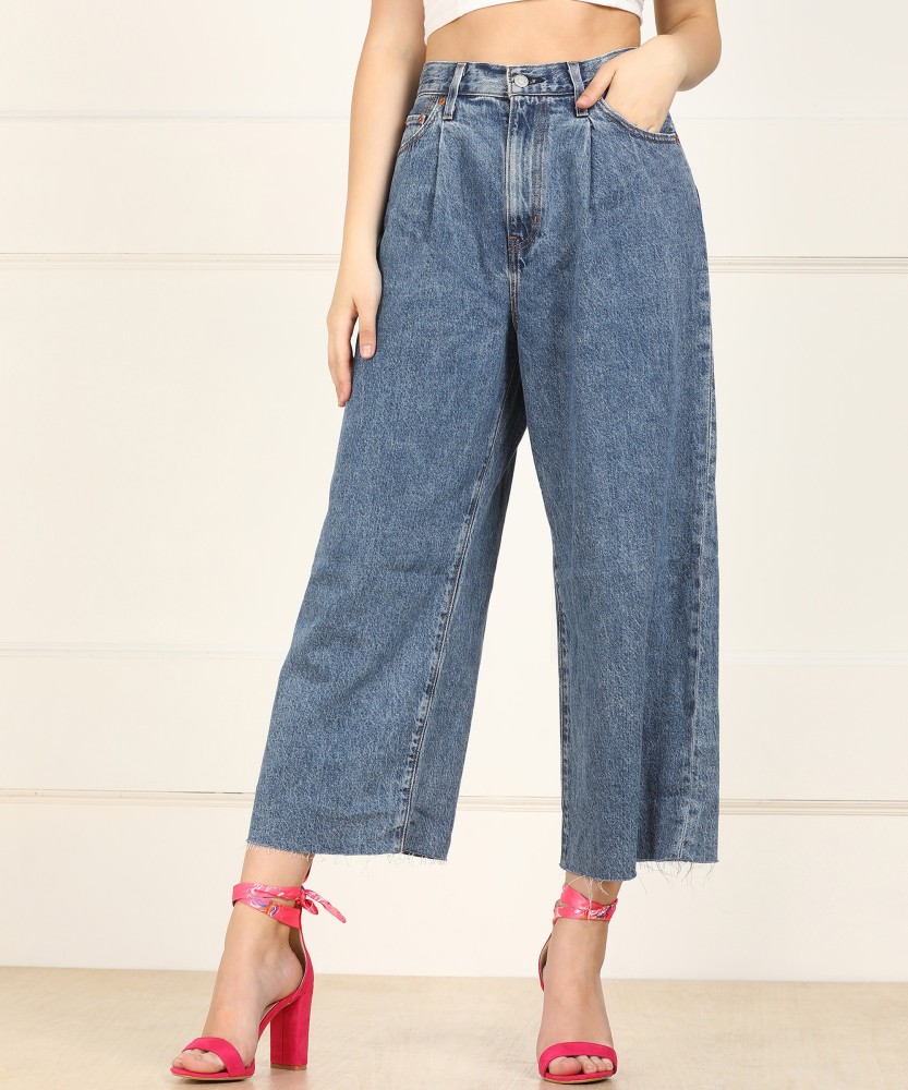 Levi's ribcage outlet pleated crop jeans