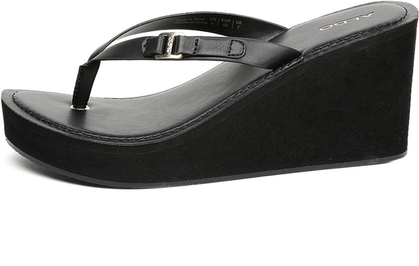 Aldo black wedge sandals hot sale