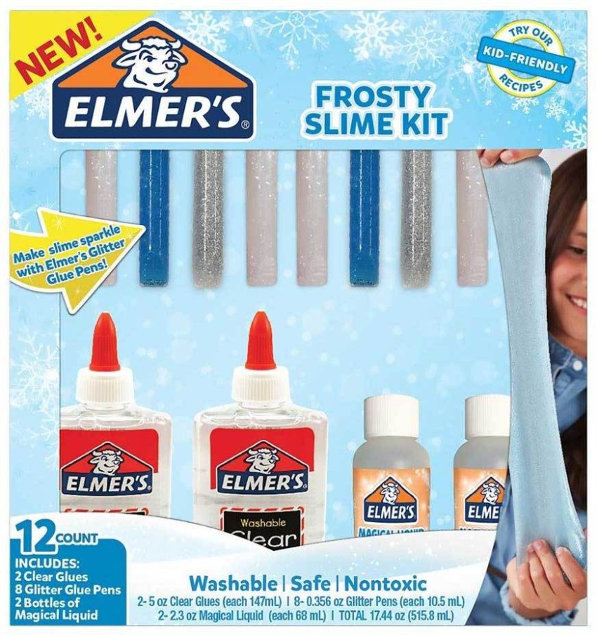 Elmer's Glue Frosty Slime Kit, Clear School Glue, Glitter Glue Pens &  Magical Liquid Activator Solution, 12 Count - Glue Frosty Slime Kit, Clear  School Glue, Glitter Glue Pens & Magical Liquid