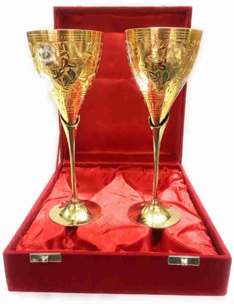 Buy Moon International Gold Plated Brass Wine Goblet/Wine Glasses Set of 2  Pieces Online at Best Prices in India - JioMart.