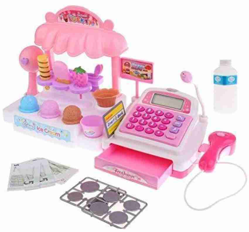 deAO Ice Cream Toy Play Store for Kids, Cash Register Toy Ice Cream Counter  Playset with