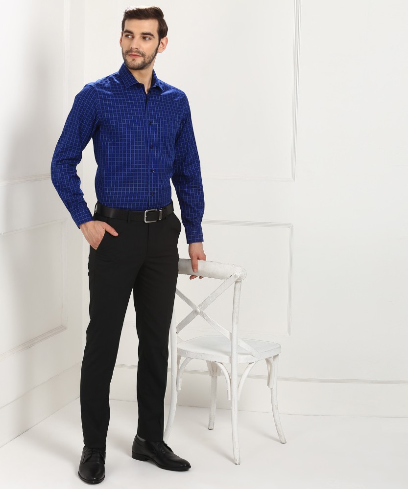 Louis Philippe Men's Checkered Slim fit Formal Shirt (LPSFMSLPJ53790_Blue  38) : : Clothing & Accessories