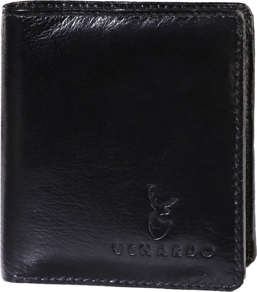 VENARDO Men Black Genuine Leather Wallet Black Price in India