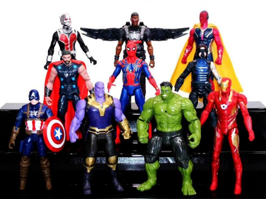 16cm Marvel Avengers Action Figure Toys Captain America Thanos Spiderman  Hulk Iron Man Thor Super Hero