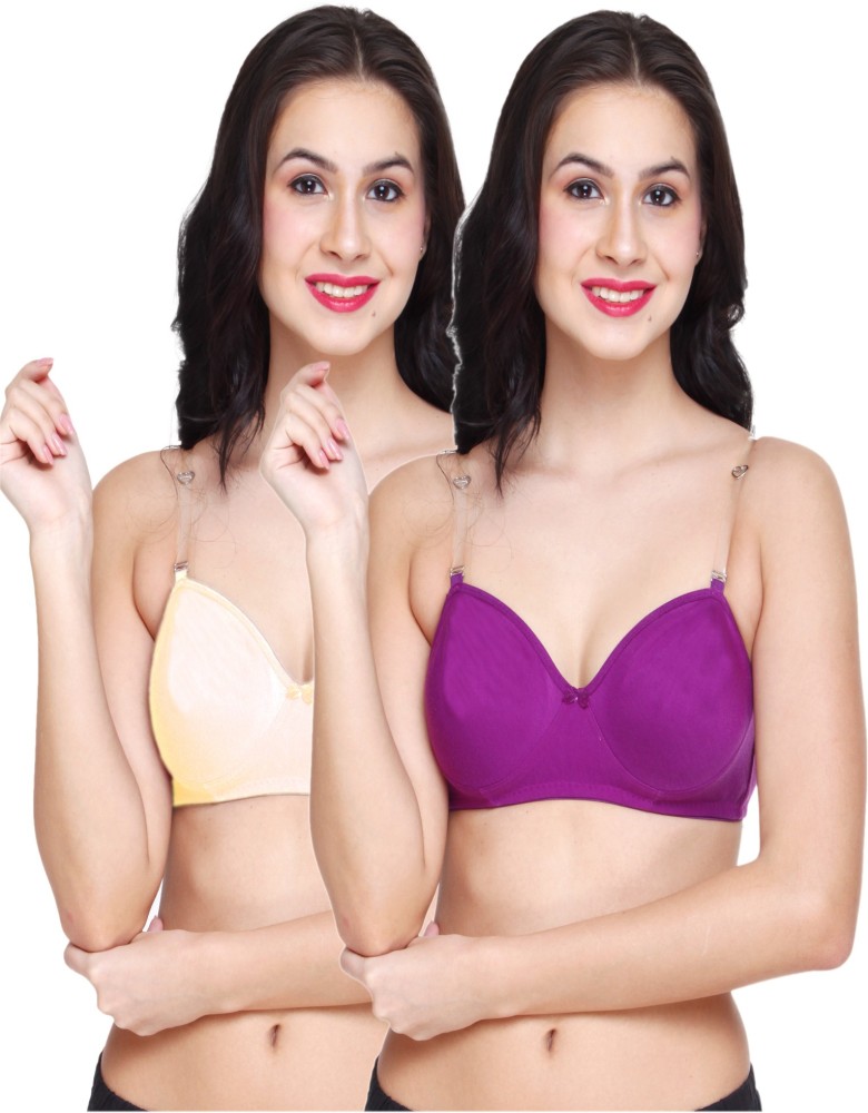 Femme by Femme Half Coverage Bra (Pack of 2 with Extra Straps) Women  T-Shirt Lightly Padded Bra - Buy Femme by Femme Half Coverage Bra (Pack of  2 with Extra Straps) Women