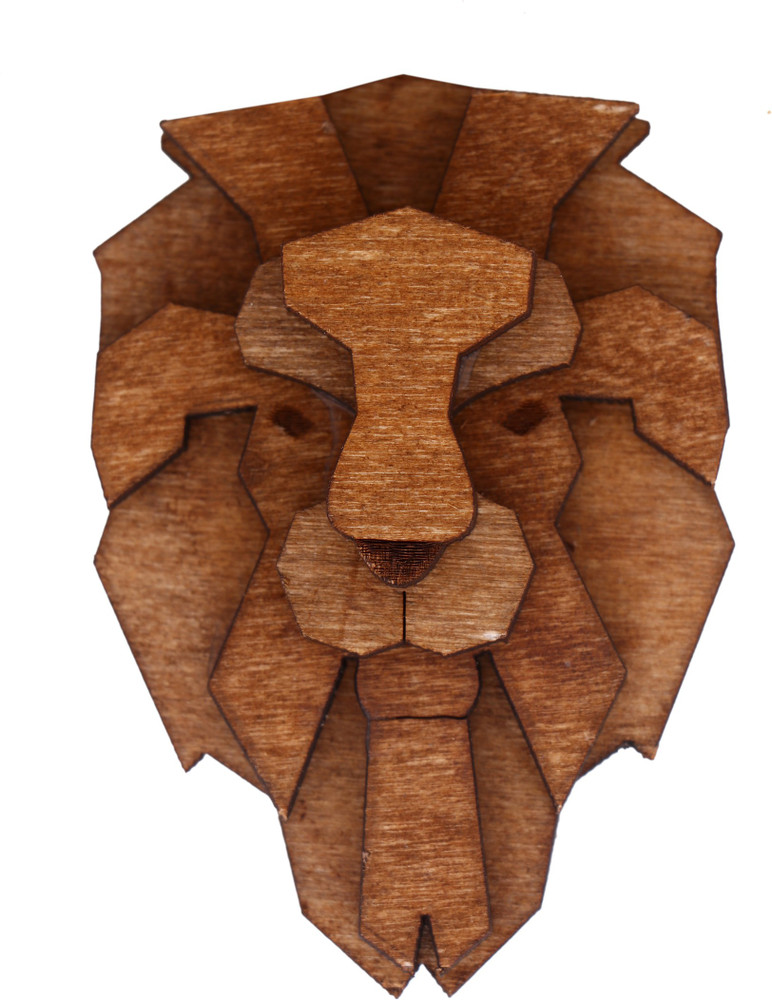 Wooden 2024 lion brooch