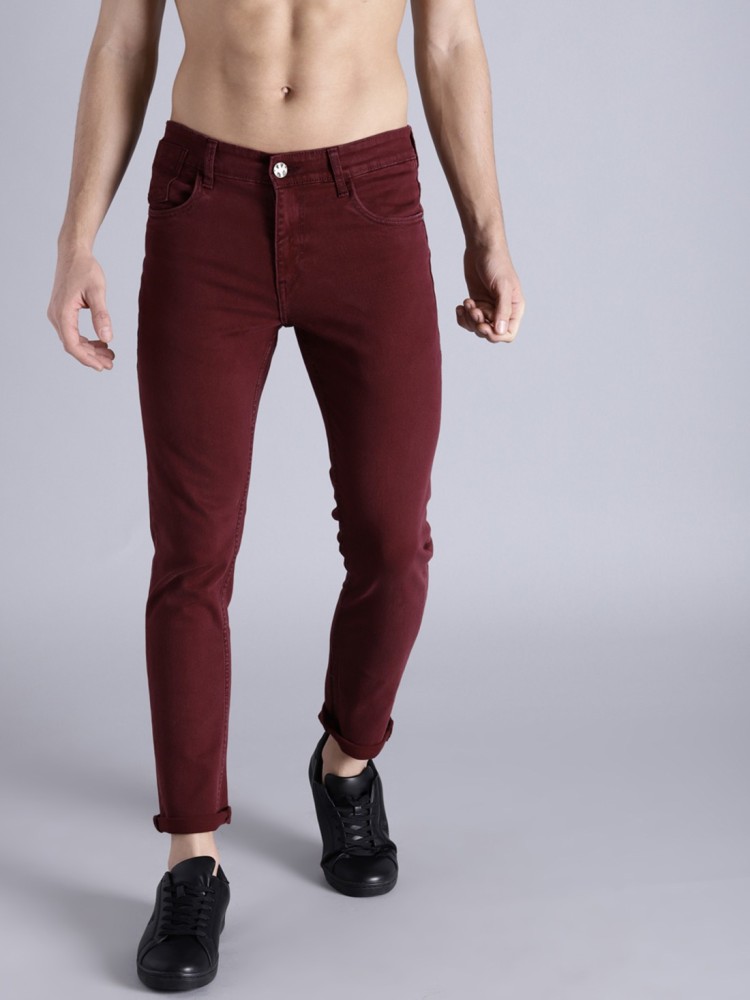 Maroon best sale jeans men