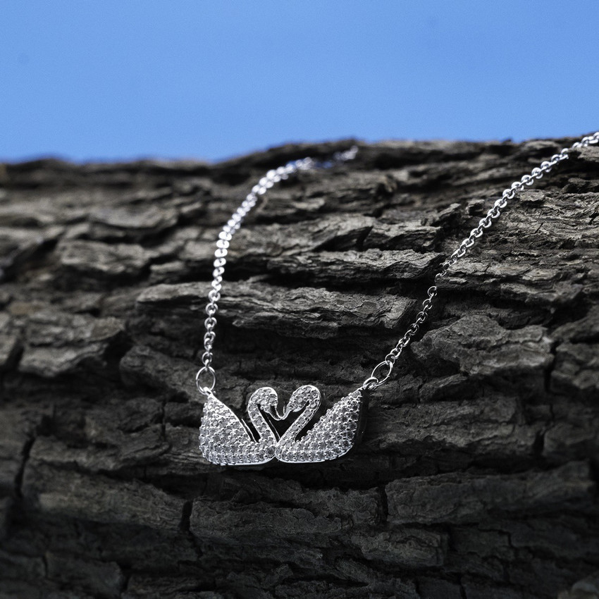 KIYARA Kiyara Accessories Fashion Jewellery Swarovski Iconic Swan Double Silver Necklace for women and girls Sterling Silver Plated Alloy Chain Price in India Buy KIYARA Kiyara Accessories Fashion Jew...