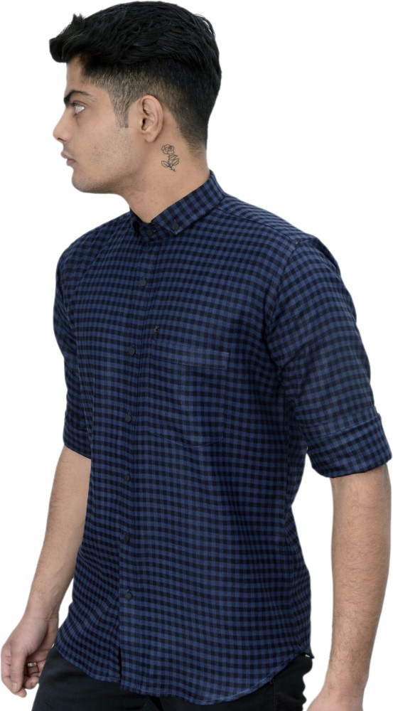 Royal Blue Men Checkered Casual Blue Shirt - Buy Royal Blue Men Checkered  Casual Blue Shirt Online At Best Prices In India | Flipkart.Com