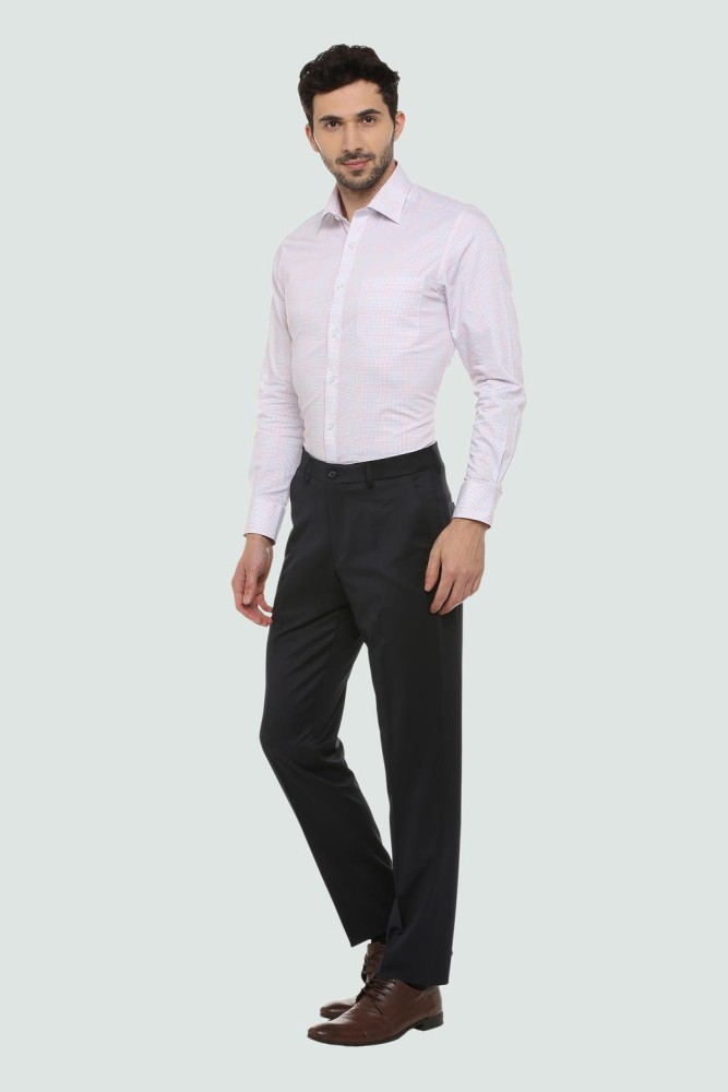Buy Louis Philippe Men Grey Slim Fit Solid Permapress Finest Wrinkle Free  Formal Trousers  Trousers for Men 8336353  Myntra