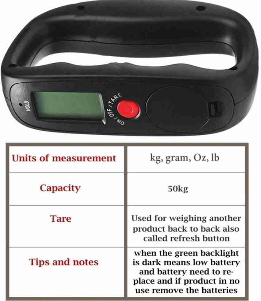 Portable Hanging Luggage Weight Machine Digital Belt Weighing Scale (Black)