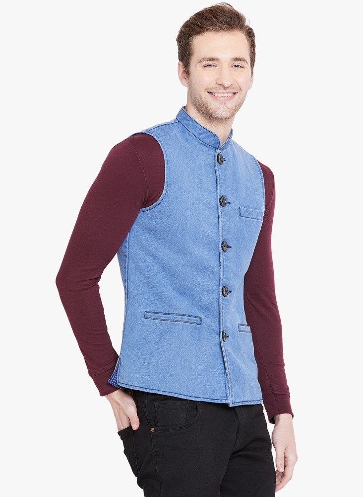 Half sleeve denim hot sale jacket mens