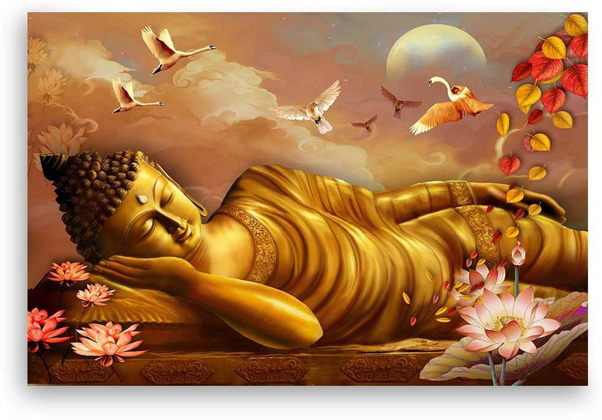 Art Amori Gold Sleeping Buddha Canvas Painting Canvas 24 inch x 36