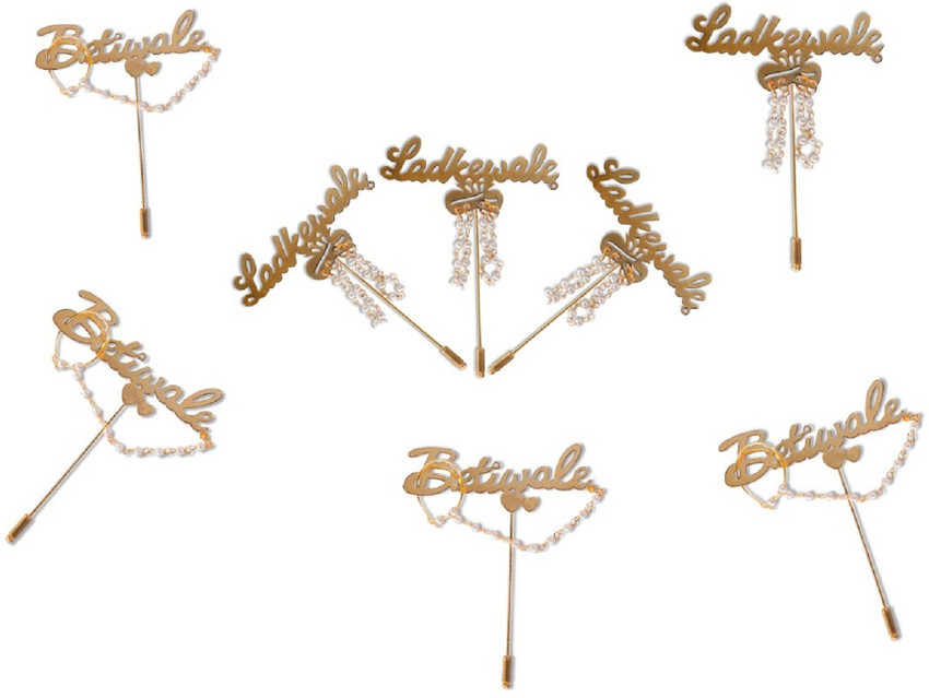 EMONO Great Indian Wedding LADKEWALE BETIWALE Badge Brooches Pins for Men and Women Make Yourself Different in The Wedding Among The Crowd Pack of 8 Brooch Price in India Buy EMONO