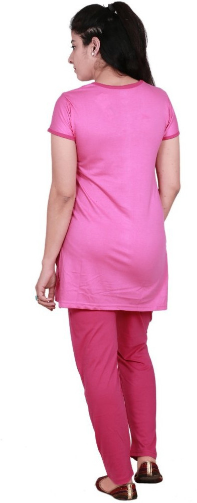 D line Women Solid Pink Night Suit Set Price in India Buy D line
