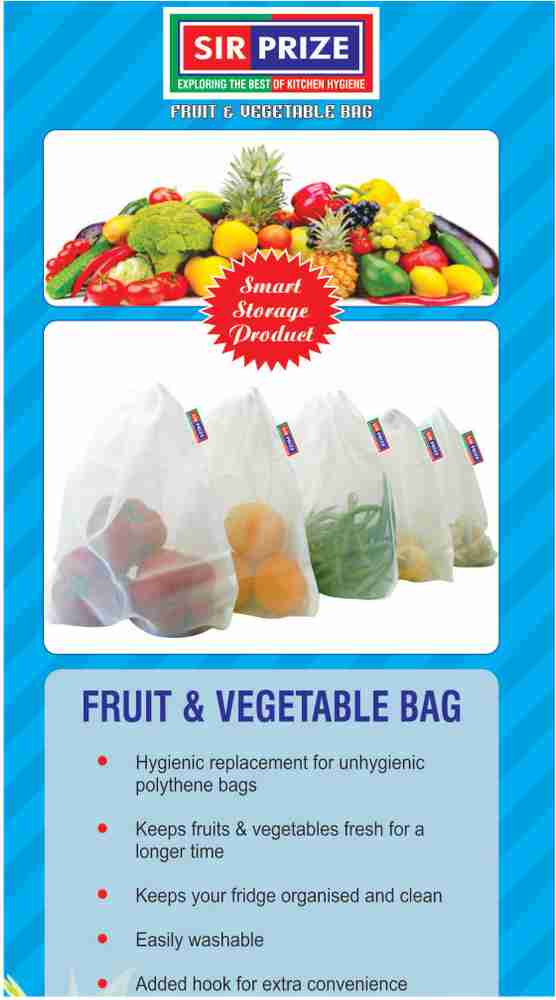 Sir Prize 12 Bags Premium Vegetable Organiser Bags Reusable Fridge Bags Net Bags 13 X 10 inch Pack of 12 Grocery Bags Price in India