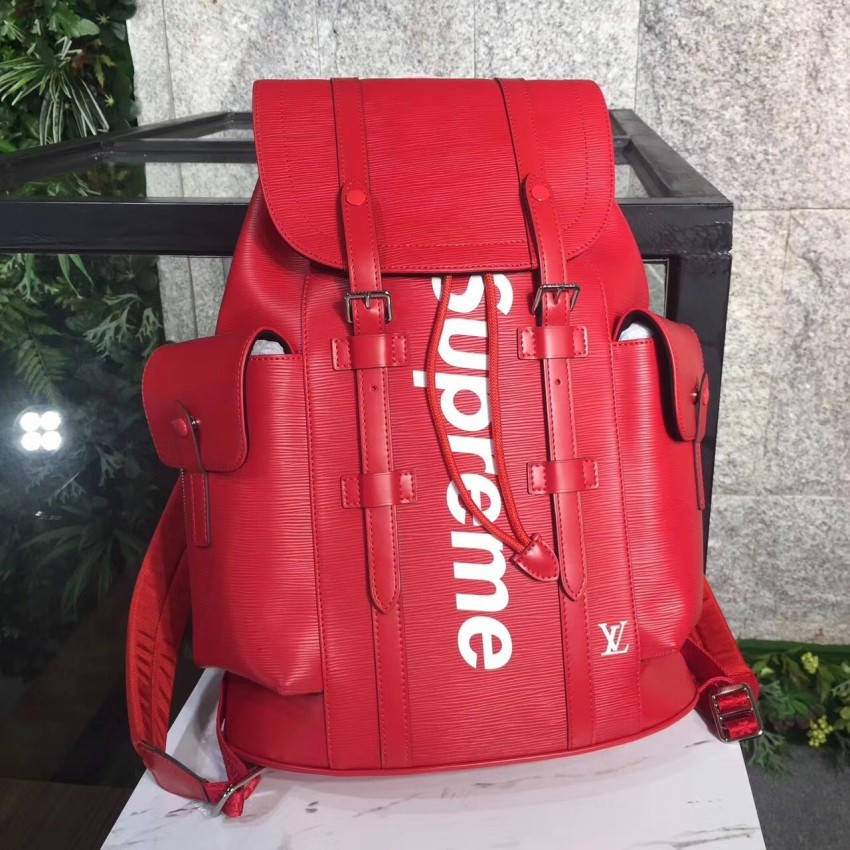 Louis vuitton x supreme deals christopher backpack epi pm red