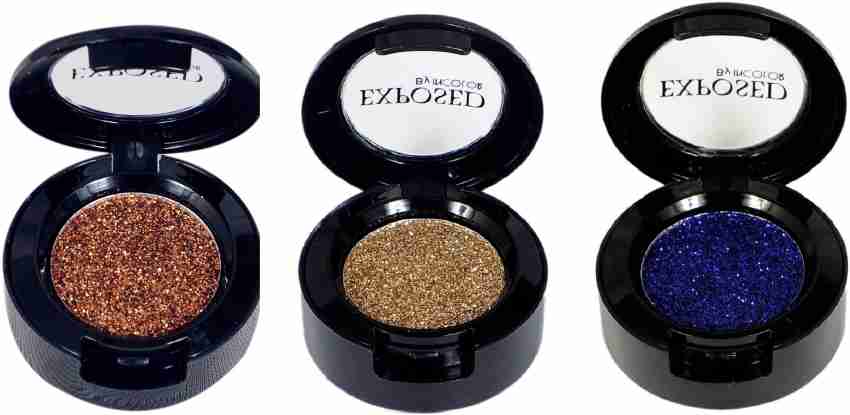 INCOLOR Exposed Glitter Shimmer Silver,Golden & Black Eyeshadow Pack of 3,  Each Of 4.5 g - Price in India, Buy INCOLOR Exposed Glitter Shimmer  Silver,Golden & Black Eyeshadow Pack of 3, Each