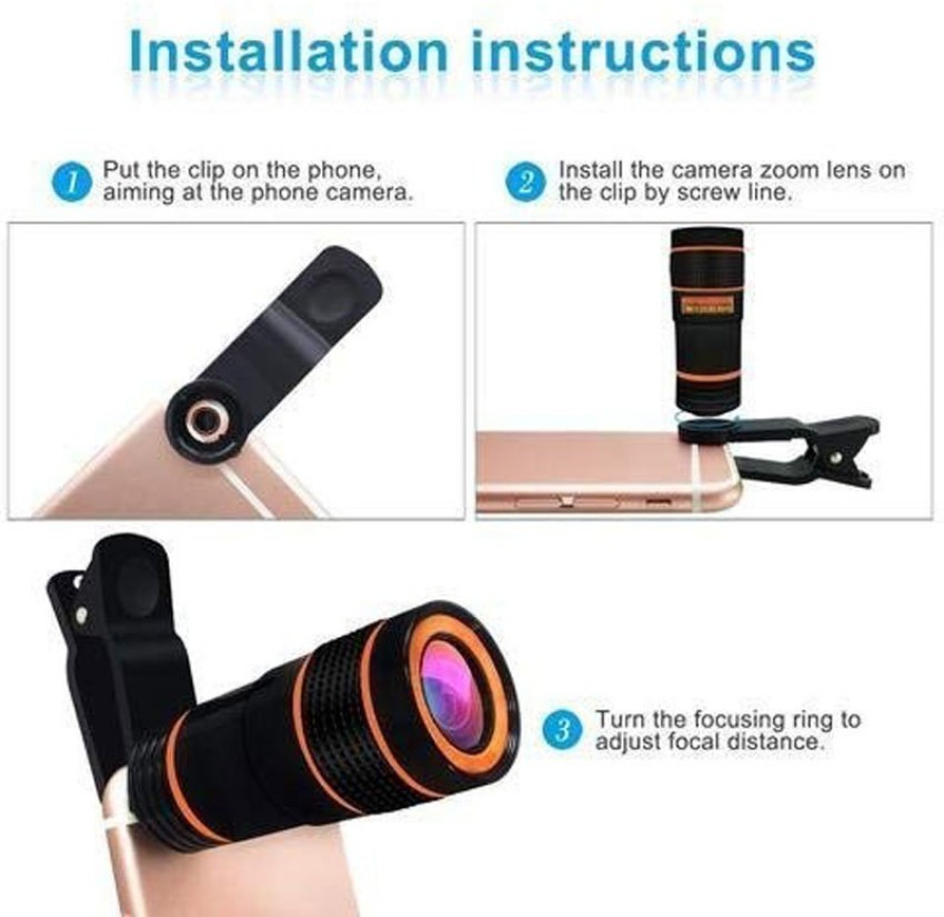 BUY SURETY High Quality Objective Real Magnification Universal 8X Zoom Telescope  Camera + Adjustable Holder Mobile Phone Lens Price in India - Buy BUY  SURETY High Quality Objective Real Magnification Universal 8X