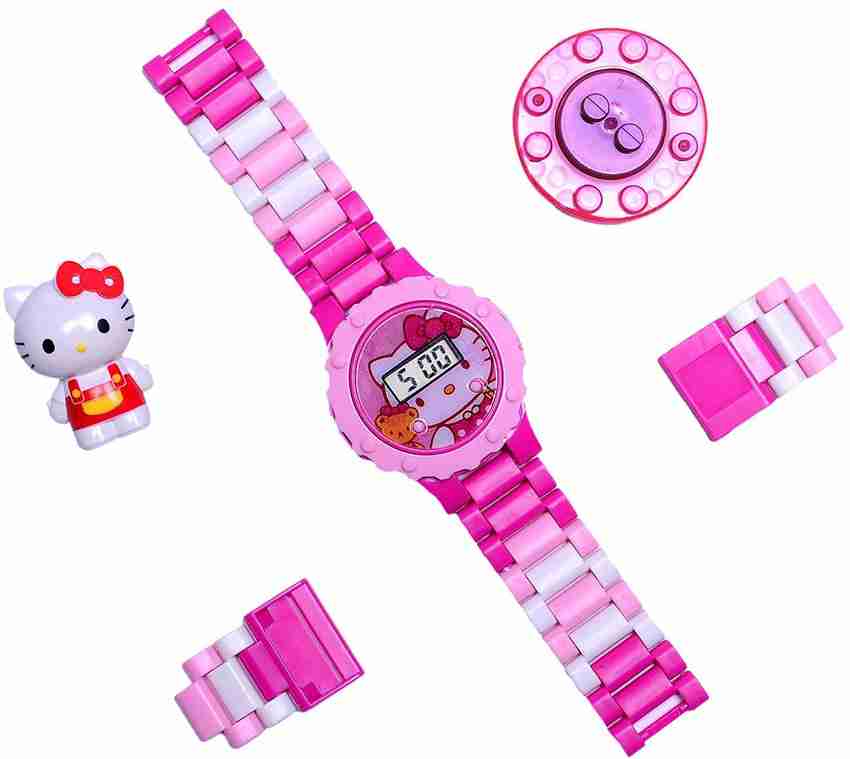 Deeta Hello Kitty Fashion Watch Digital Toy spin Watch Lego style For Kids. Pink Color Hello Kitty Fashion Watch Digital Toy spin Watch Lego style For Kids. Pink Color Buy