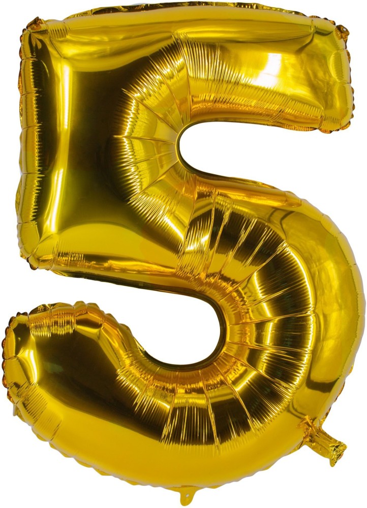 BashNSplash Solid 5 Five GOLDEN 32 NUMBER FOIL BALLOON  BIRTHDAY PARTY DECORATION(PACK OF 1) Letter Balloon - Letter Balloon