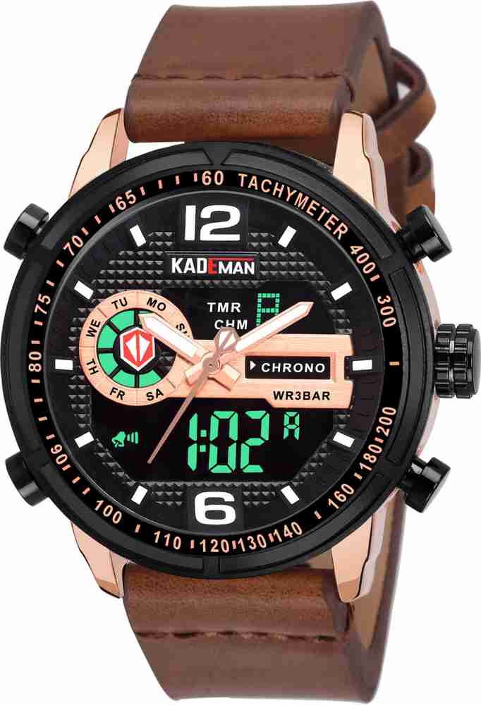 kademan Analog Digital Watch For Men Buy kademan Analog Digital Watch For Men Luxury Stylish Brown Analog Digital Display Sports Casual Chronograph Leather Online at Best Prices in India Flipkart