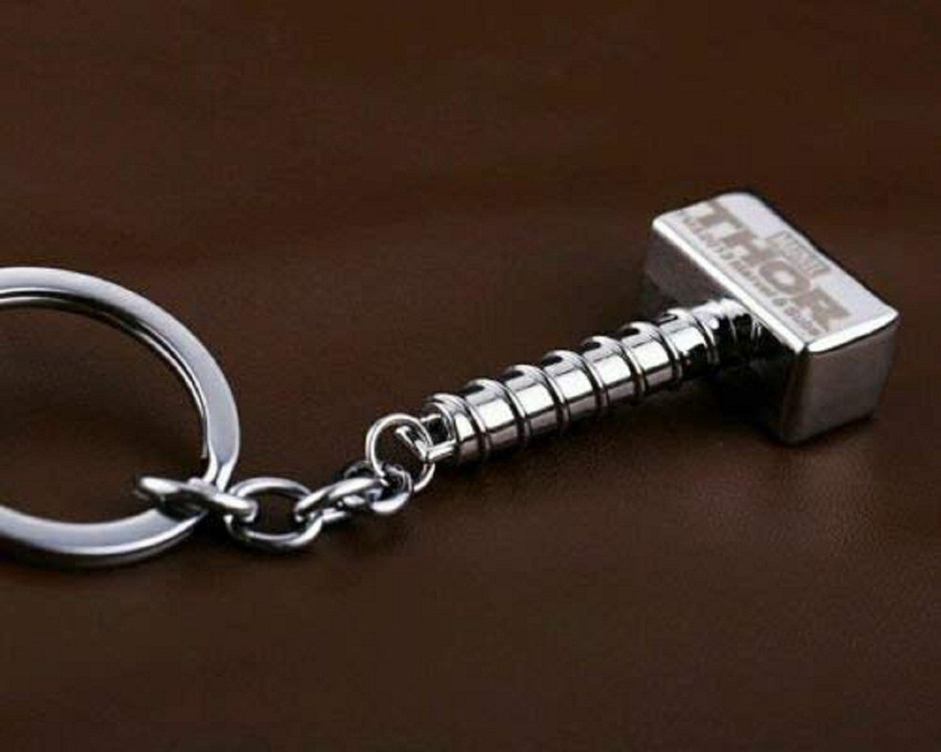 Falcon18 Avengers Thor Hammer Keychain Grey Marvel Merchandise Superhero Thor Metal Alloy Key Chain