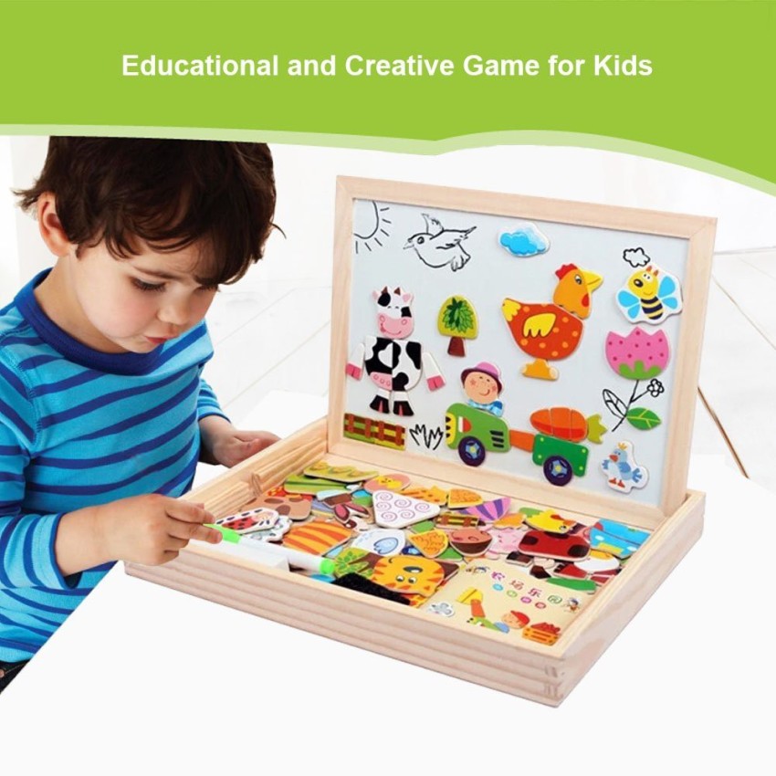 Assemble Wooden Educational Toys Magnetic Art Easel Animals Wooden