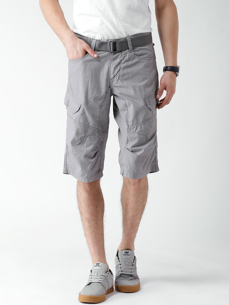 Celio Solid Men Grey Cargo Shorts Buy Celio Solid Men Grey Cargo