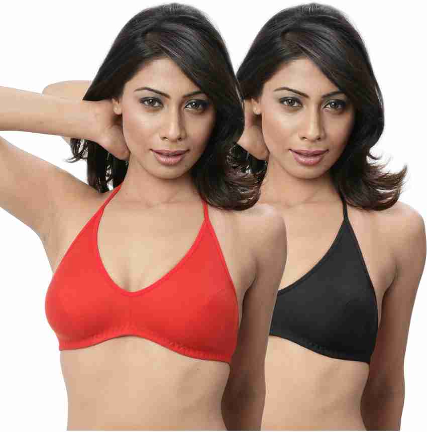 Selfcare Halterneck Bra Women T-Shirt Non Padded Bra - Buy Red & Black  Selfcare Halterneck Bra Women T-Shirt Non Padded Bra Online at Best Prices  in India